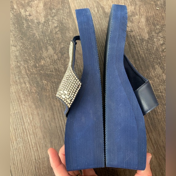 Olivia Miller Jeweled Blue Wedges - Picture 10 of 16
